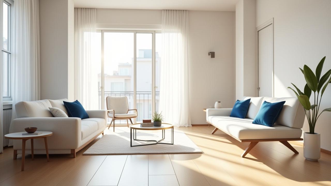 Salón madrileño elegante y perfectamente limpio bañado por la luz del sol